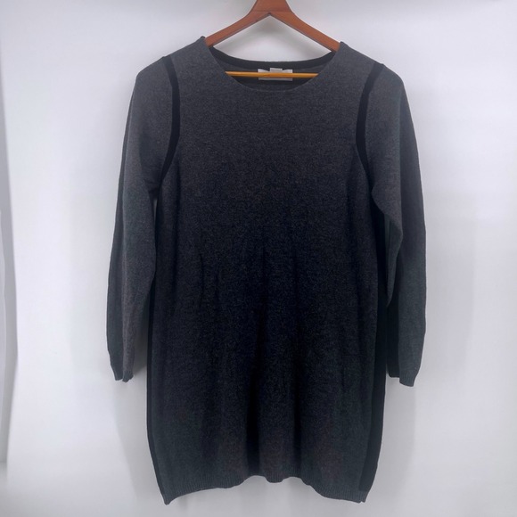 Pty Cashmere Petite PXL Charcoal Gray Knit Dress with Black Trim - Picture 6 of 6